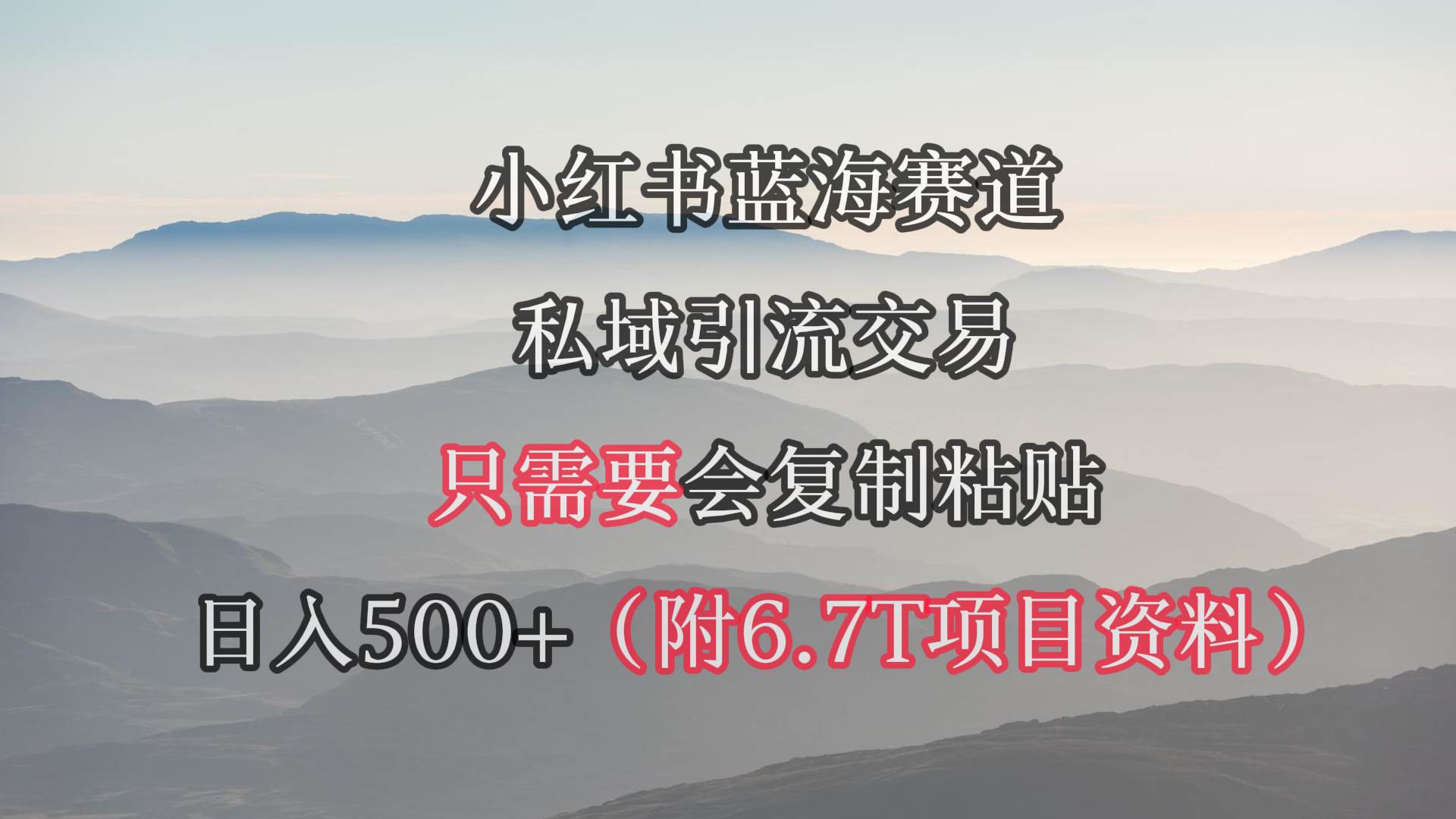 小红书短剧赛道，私域引流交易，会复制粘贴，日入500+（附6.7T短剧资源）-齐力副业