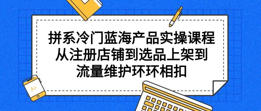 拼系冷门蓝海产品实操课程，从注册店铺到选品上架到流量维护环环相扣-齐力副业