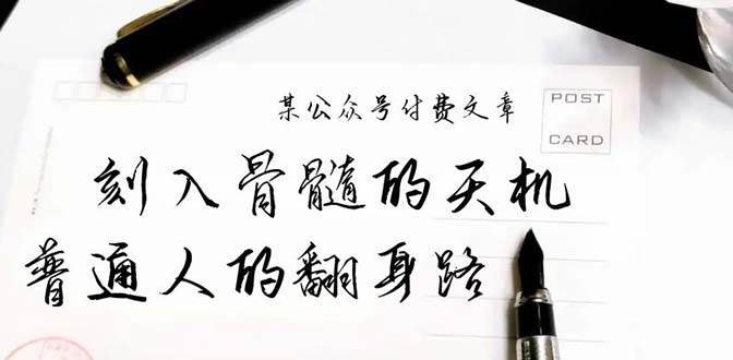 某公众号付费文章：刻入骨髓的天机，揭露“普通人的翻身路” 这件通天大事-齐力副业