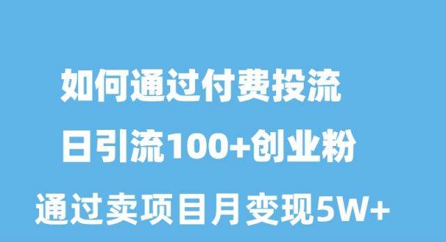 如何通过付费投流日引流100+创业粉月变现5W+-齐力副业