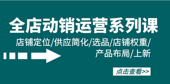 全店·动销运营系列课：店铺定位/供应简化/选品/店铺权重/产品布局/上新-齐力副业