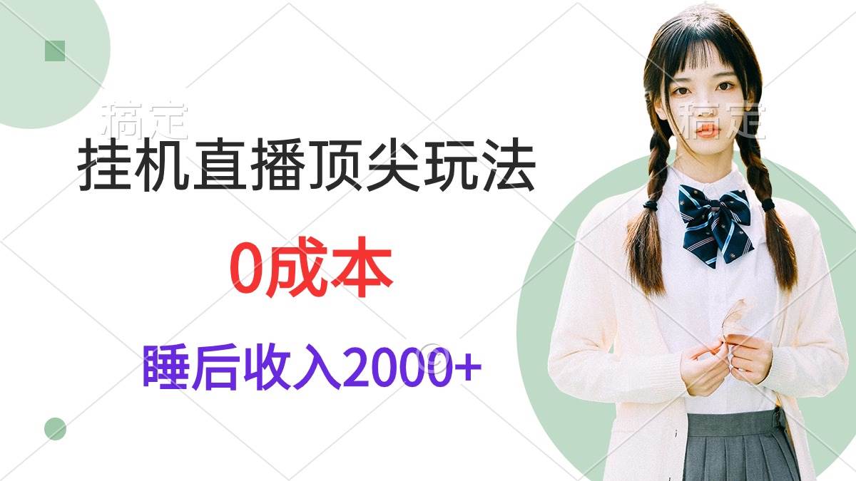 挂机直播顶尖玩法,睡后日收入2000+、0成本,视频教学-齐力副业