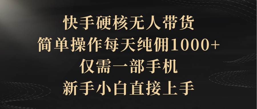 快手硬核无人带货，简单操作每天纯佣1000+,仅需一部手机，新手小白直接上手-齐力副业