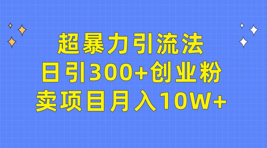 超暴力引流法，日引300+创业粉，卖项目月入10W+-齐力副业