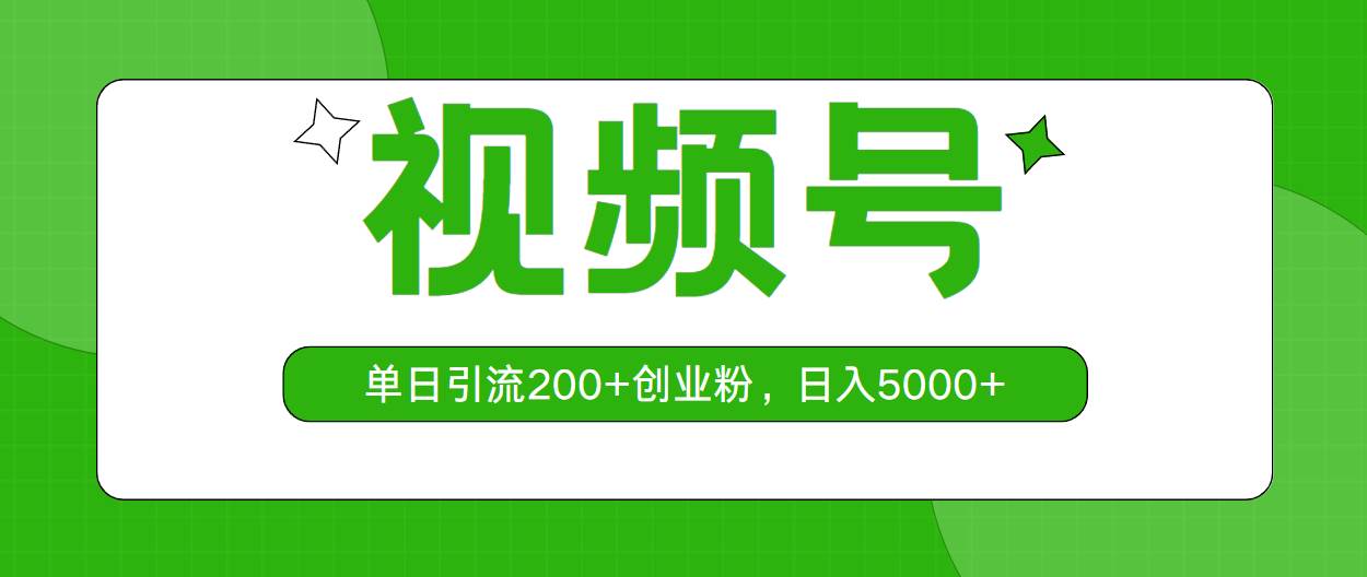 视频号，单日引流200+创业粉，日入5000+-齐力副业