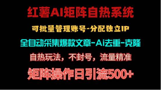 红薯矩阵自热系统，独家不死号引流玩法！矩阵操作日引流500+-齐力副业