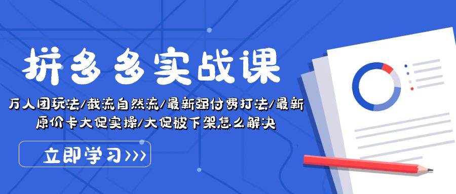 拼多多·实战课:万人团玩法/截流自然流/最新强付费打法/最新原价卡大促..-齐力副业