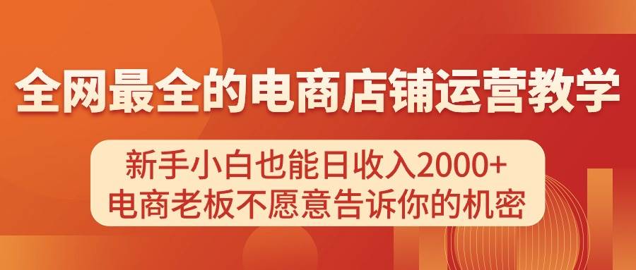 电商店铺运营教学,新手小白也能日收入2000+,电商老板不愿意告诉你的机密-齐力副业