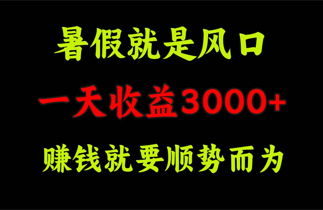 一天收益3000+ 赚钱就是顺势而为，暑假就是风口-齐力副业