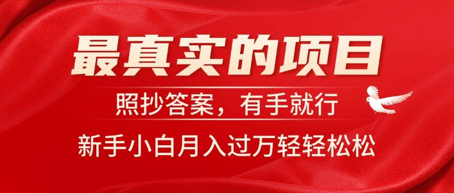最真实的项目，照抄答案，有手就行，新手小白月入过万轻轻松松-齐力副业