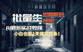【AI最新实战教程】日入600+，批量生成说唱解说视频，小白也能1天搞定百条-知行副业网