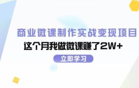 商业微课制作实战变现项目，这个月我做微课赚了2W+-齐力副业