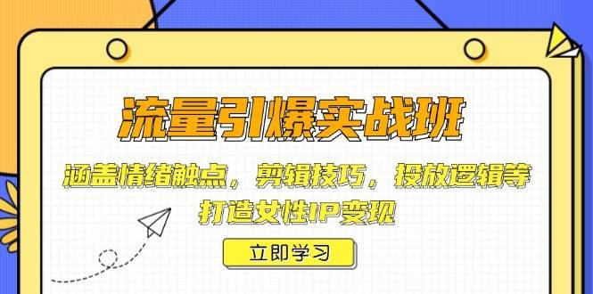 流量引爆实战班，涵盖情绪触点，剪辑技巧，投放逻辑等，打造女性IP变现-齐力副业