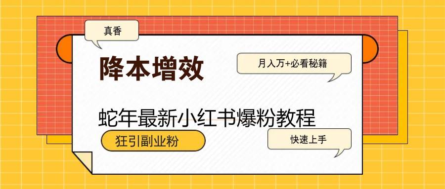 蛇年最新小红书爆粉教程，狂引副业粉，月入万+必看-齐力副业