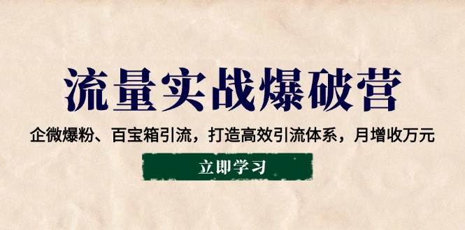 流量实战爆破营：企微爆粉、百宝箱引流，打造高效引流体系，月增收万元-齐力副业