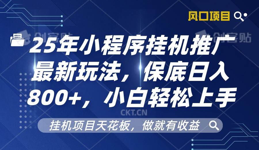 2025年小程序挂机推广最新玩法，保底日入800+，小白轻松上手-齐力副业