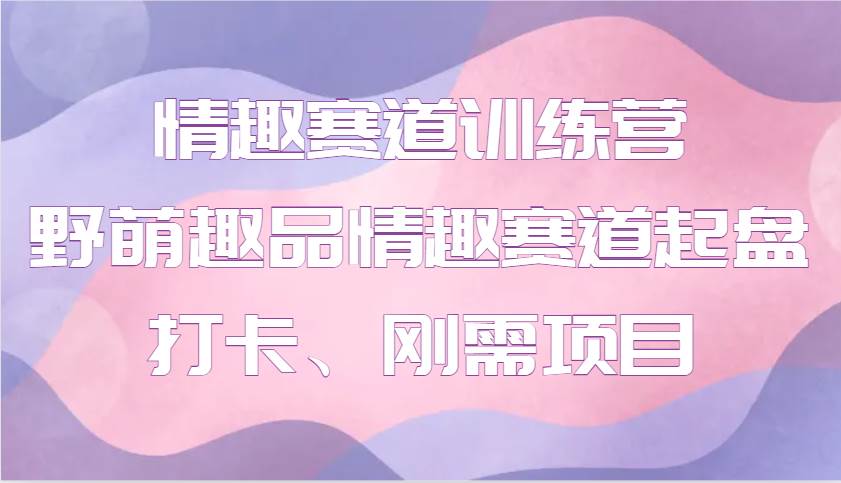 情趣赛道训练营 野萌趣品情趣赛道起盘打卡、刚需项目-齐力副业
