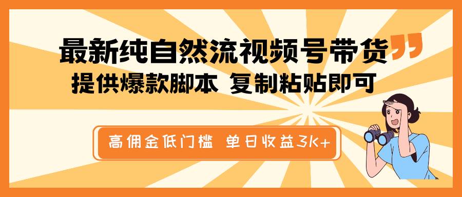 最新纯自然流视频号带货，提供爆款脚本简单 复制粘贴即可，高佣金低门槛，单日收益3K+-齐力副业
