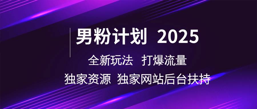 男粉计划2025  全新玩法打爆流量 独立网站 独立资源后台扶持-齐力副业