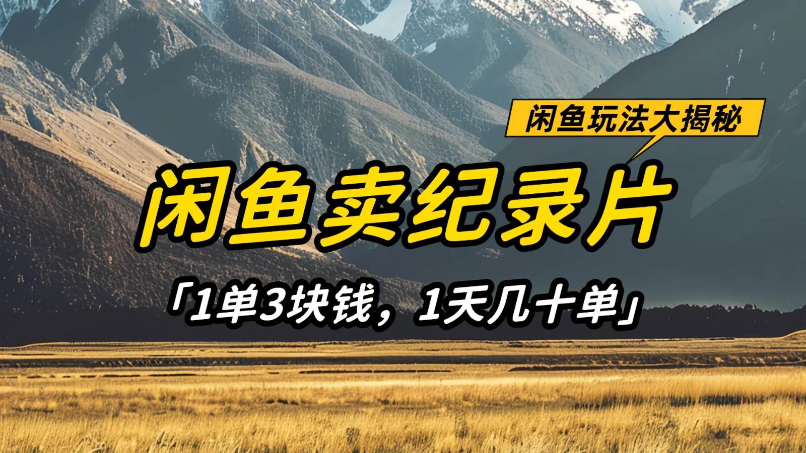 闲鱼卖纪录片，简单又赚钱的小项目，1单3块钱  1天几十单-齐力副业