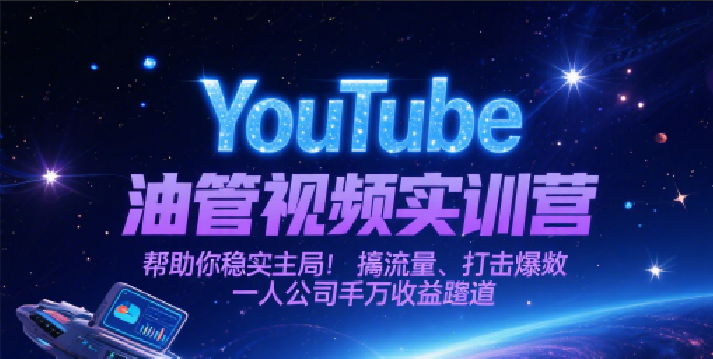 YouTube油管视频实训营，帮助你稳入局、搞流量、打爆款，一人公司千万收益赛道-齐力副业
