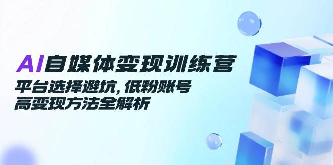 AI自媒体变现训练营，平台选择避坑，低粉账号高变现方法全解析-齐力副业