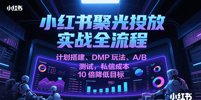 小红书聚光投放实战全流程，计划搭建、DMP玩法、A/B测试，私信成本10倍降低目标-齐力副业