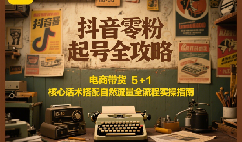 抖音零粉起号全攻略：电商带货 5+1 核心话术搭配自然流量全流程实操指南-齐力副业