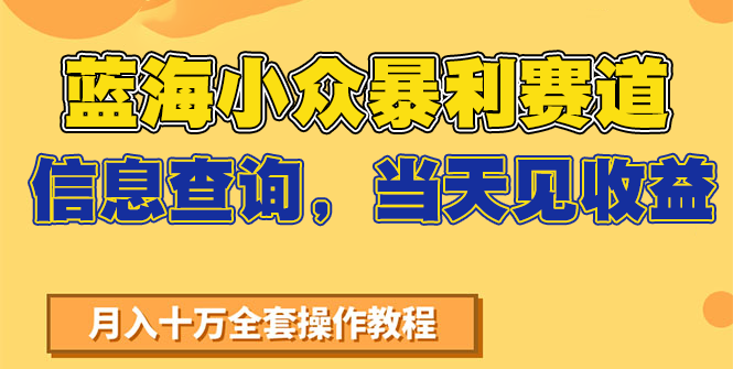 蓝海小众暴利赛道，信息查询，当天见收益，不讲玄学，7天搞了2万+-齐力副业