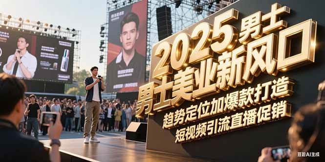 2025男士美业新风口，趋势定位加爆款打造，短视频引流直播促销-齐力副业