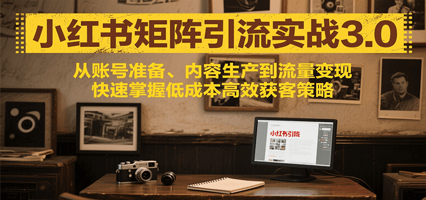 小红书矩阵引流3.0，从账号准备、内容生产到流量变现，快速掌握低成本高效获客策略-齐力副业