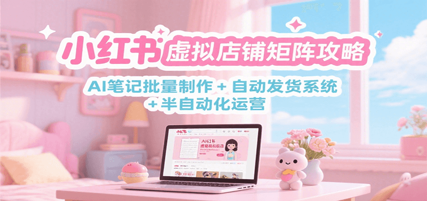 小红书虚拟店铺矩阵攻略：AI笔记批量制作 + 自动发货系统 + 半自动化运营-齐力副业