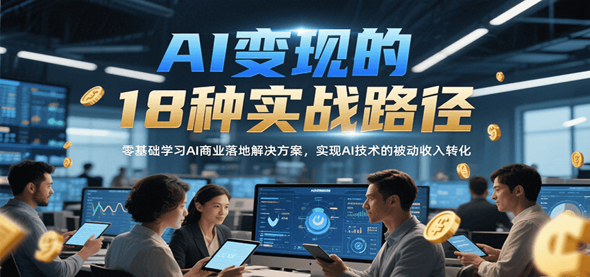 AI变现的18种实战路径，零基础学习AI商业落地解决方案，实现AI技术的被动收入转化-齐力副业
