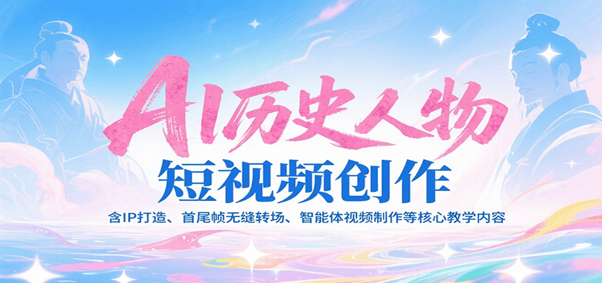 AI历史人物短视频创作，含IP打造、首尾帧无缝转场、智能体视频制作等核心教学内容-齐力副业