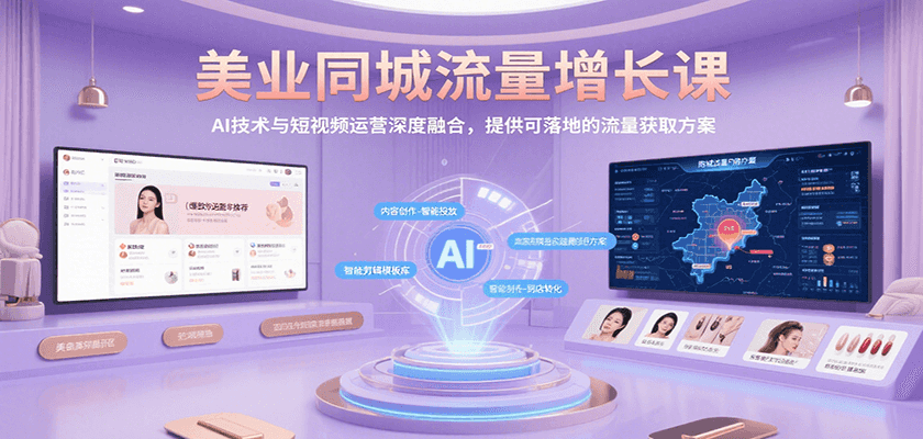 美业同城流量增长课，AI技术与短视频运营深度融合，提供可落地的流量获取方案-齐力副业