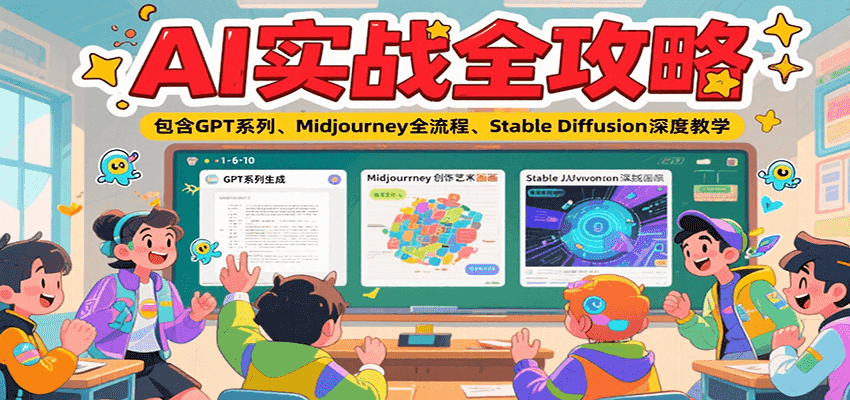 AI实战全攻略，包含GPT系列、Midjourney全流程、Stable Diffusion深度教学-齐力副业