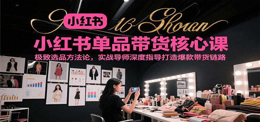 小红书单品带货核心课，极致选品方法论，实战导师深度指导打造爆款带货链路-齐力副业