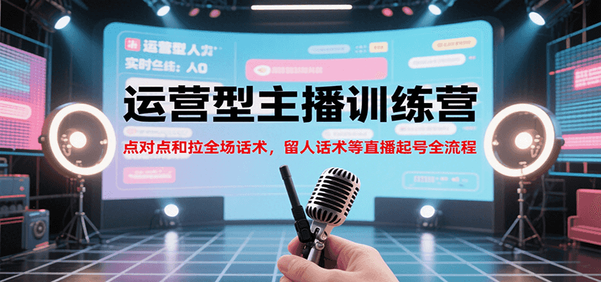 运营型主播训练营,点对点和拉全场话术,留人话术等直播起号全流程(更新7月)-齐力副业