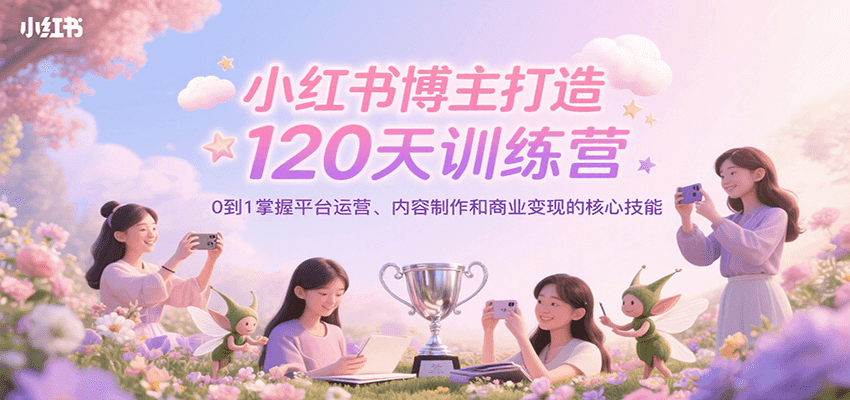 小红书博主打造120天训练营，0到1掌握平台运营、内容制作和商业变现-齐力副业