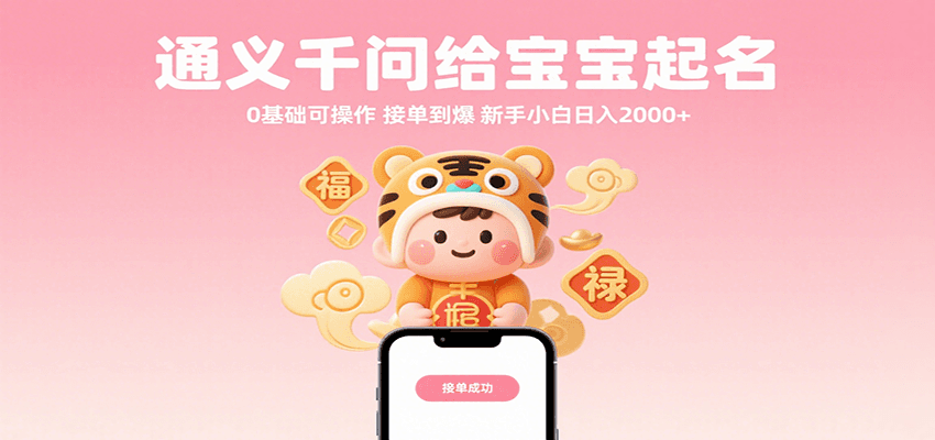 通义千问给宝宝起名 0基础可操作 接单到爆 新手小白日入2000+-齐力副业