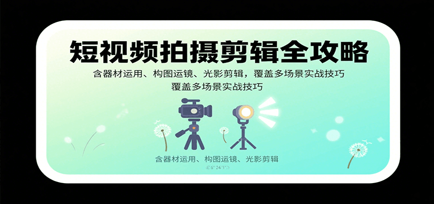 短视频拍摄剪辑全攻略：含器材运用、构图运镜、光影剪辑，覆盖多场景实战技巧-齐力副业