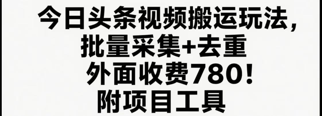 今日头条视频搬运玩法，软件一键去重，轻松日入500+附项目工具-齐力副业