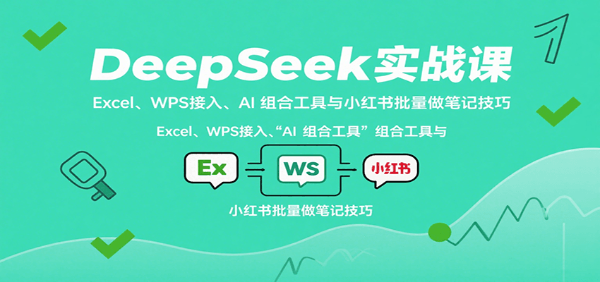 DeepSeek实战课：Excel、WPS接入、AI 组合工具与小红书批量做笔记技巧-齐力副业