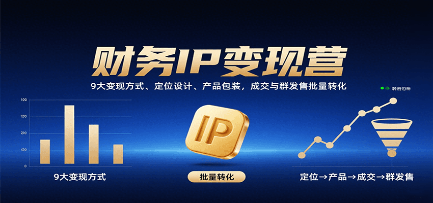 财务IP变现营：9大变现方式、定位设计、产品包装，成交与群发售批量转化-齐力副业