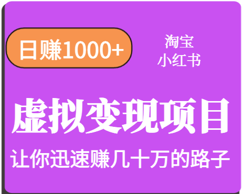 淘宝OR小红书虚拟变现，日赚1000+，多账号操作年收入几十W不等-齐力副业