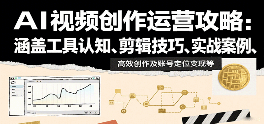 AI视频创作运营攻略：涵盖工具认知、剪辑技巧、实战案例、高效创作及账号定位变现等-齐力副业