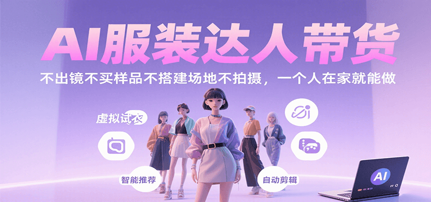 AI服装达人带货，不出镜不买样品不搭建场地不拍摄，一个人在家就能做-齐力副业
