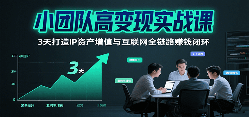 小团队高变现实战课，3天打造IP资产增值与互联网全链路赚钱闭环（第二期）-齐力副业