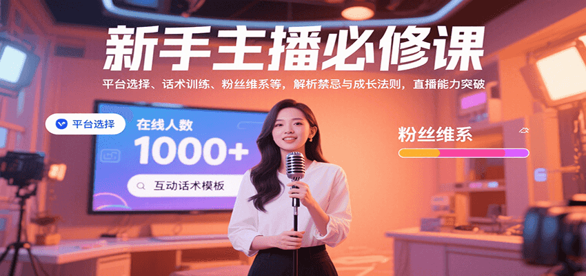 新手主播必修课：平台选择、话术训练、粉丝维系等，解析禁忌与成长法则，突破直播能力-齐力副业