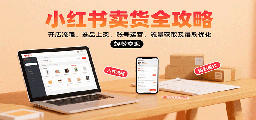 小红书卖货全攻略：开店流程、选品上架、账号运营、流量获取及爆款优化，轻松变现-齐力副业